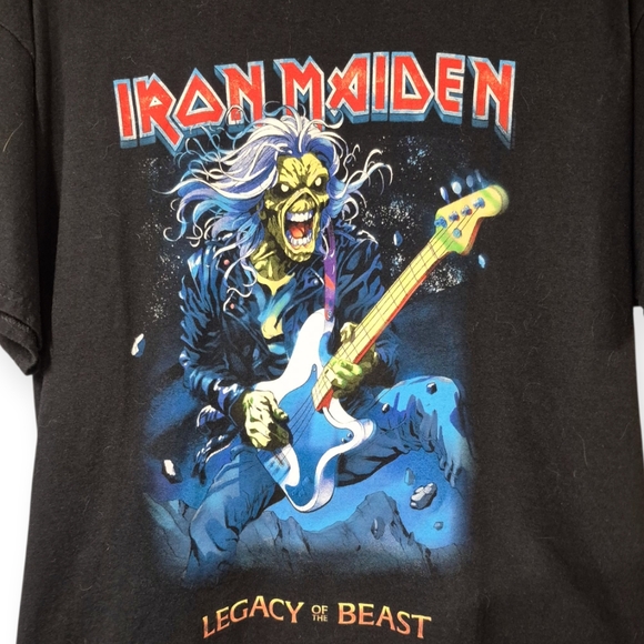 Iron Maiden Black Heavy Cotton T-Shirt  Gildan Unisex Large Legacy of the Beast - Picture 2 of 10